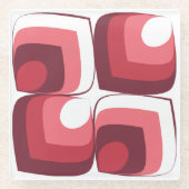 Bold Retro Modern Motif in Pinks ガラスコースター (正面)