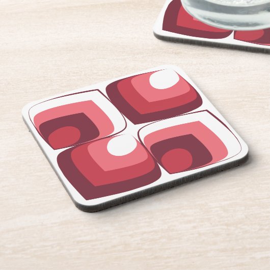 Bold Retro Modern Motif in Pinks コースター (左側)