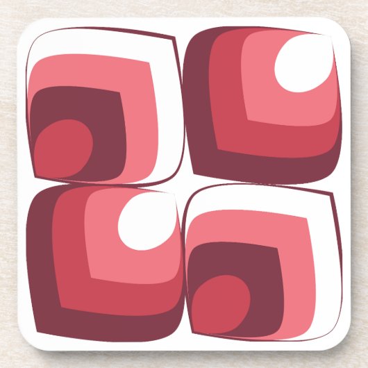 Bold Retro Modern Motif in Pinks コースター (正面)