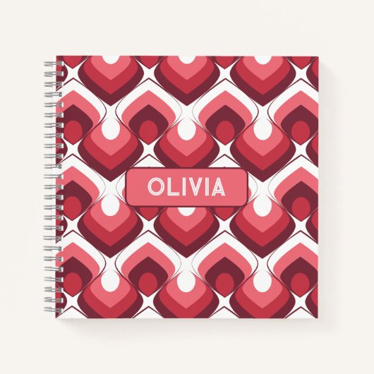 Bold Retro Modern Motif in Pinks ノートブック (正面)