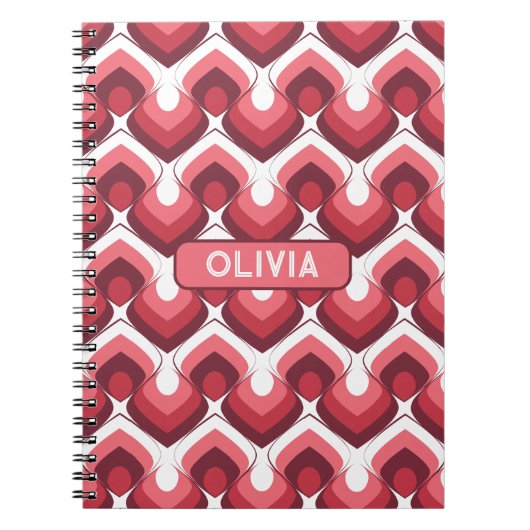 Bold Retro Modern Motif in Pinks ノートブック (正面)