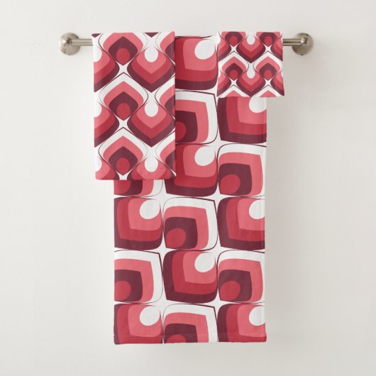 Bold Retro Modern Motif in Pinks バスタオルセット (インサイチュ)
