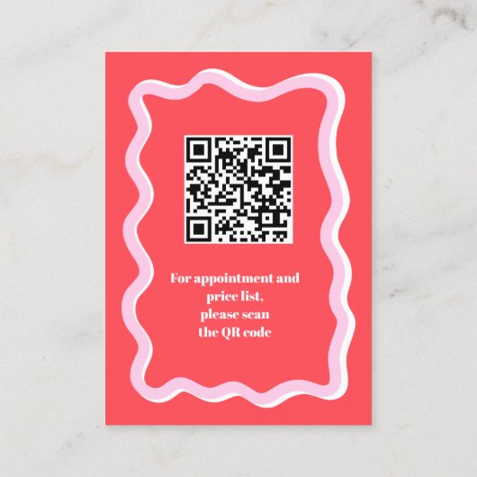 Bold Retro Pink Groovy Nails Artist QR Code 名刺 (裏面)