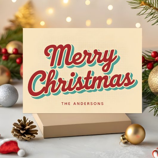 Bold Retro Script Merry Christmas Typography シーズンカード