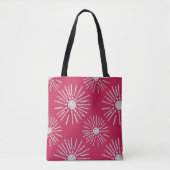 Bold Retro Sunburst Pattern in Deep Pink and White トートバッグ (正面)