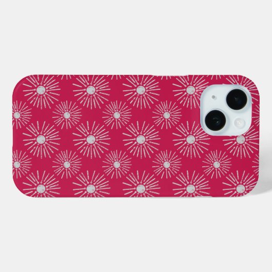 Bold Retro Sunburst Pattern in Deep Pink Case-Mate iPhoneケース (裏面 (横))