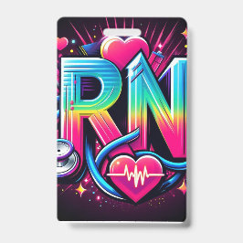 Bold RN Logo-colorful Neo Nurse Graphic Design バッジ