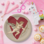 Bold Romance Classics Red Heart Angel Bow & Arrow  ペーパープレート (パーティー)