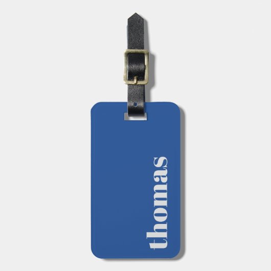 Bold Royal Blue typography Personalized Name ラゲッジタグ (正面縦)