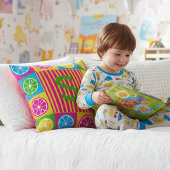 Bold S Initial Citrus Squares Vibrant クッション