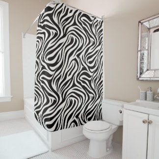 Bold Safari Zebra Print Bathroom Curtain シャワーカーテン