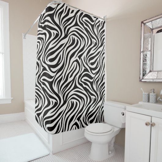 Bold Safari Zebra Print Bathroom Curtain シャワーカーテン (インサイチュ)