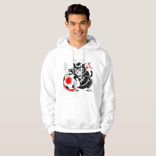 Bold Samurai Cat Soccer - Stylish Kawaii Fan Gear! パーカ (正面フル)