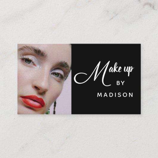 Bold Script Black and White Photo Makeup 名刺 (正面)