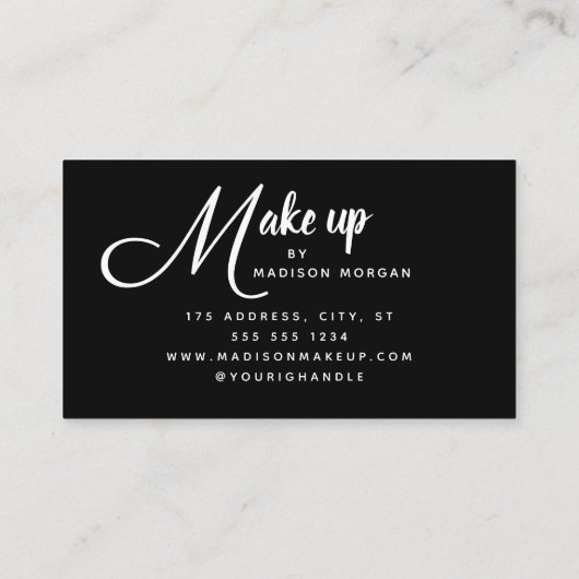 Bold Script Black and White Photo Makeup 名刺 (裏面)