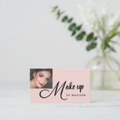 Bold Script Blush Pink Photo Makeup Business Card 名刺 (スタンド正面)