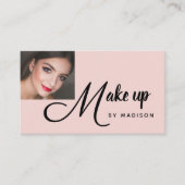 Bold Script Blush Pink Photo Makeup Business Card 名刺 (正面)