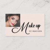 Bold Script Blush Pink Photo Makeup Business Card 名刺 (正面)