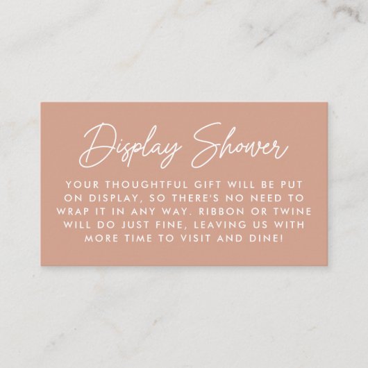 Bold Script Blush Terracotta Display Shower エンクロージャーカード (正面)