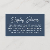 Bold Script Navy Baby Shower Display Shower エンクロージャーカード (正面)