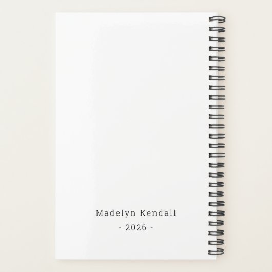Bold Script Personalized Name Black & White  プランナー手帳 (裏面)