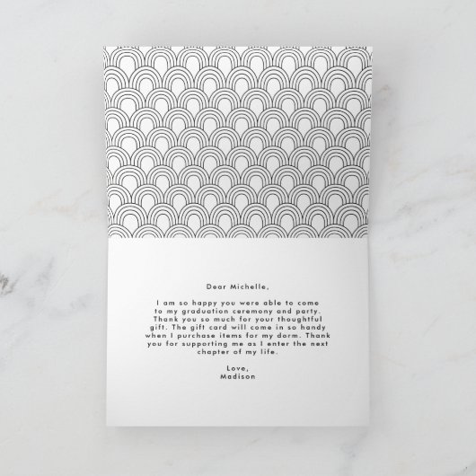 Bold Script Photo Graduation サンキューカード (内部)