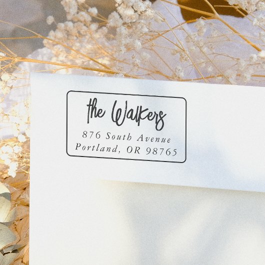 Bold Script Rectangle Frame Return Address セルフインキングスタンプ