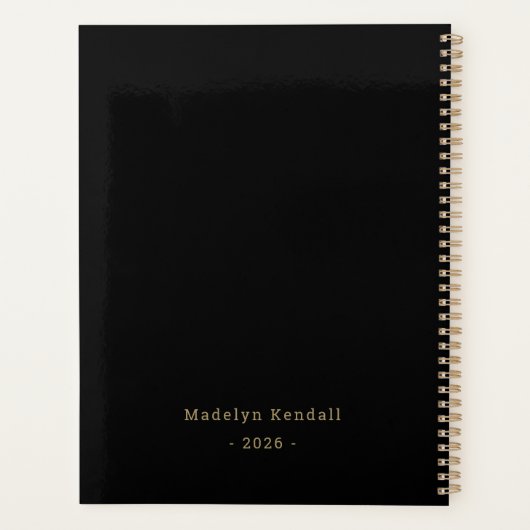 Bold Script Typography Black & Gold プランナー手帳 (裏面)