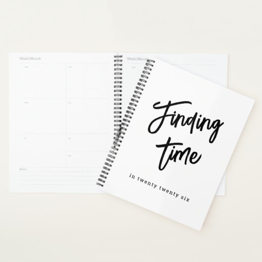 Bold Script Typography Black & White Custom Name プランナー手帳 (ディスプレー)