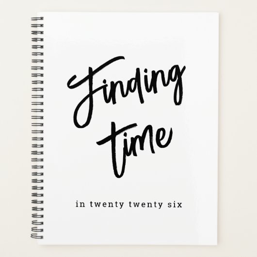 Bold Script Typography Black & White Custom Name プランナー手帳 (正面)