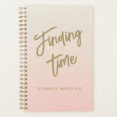 Bold Script Typography Pink & Gold Personalized プランナー手帳 (正面)