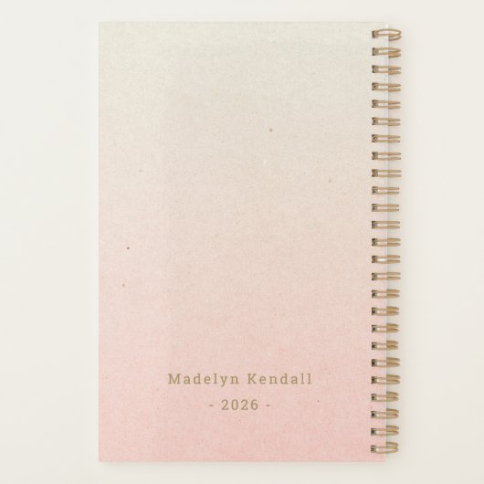 Bold Script Typography Pink & Gold Personalized プランナー手帳 (裏面)