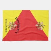 Bold Sicily Sicilian Flag  Red and Yellow キッチンタオル (横)