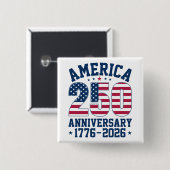 Bold Simple America 250 Anniversary Red and Blue 缶バッジ (正面&裏面)
