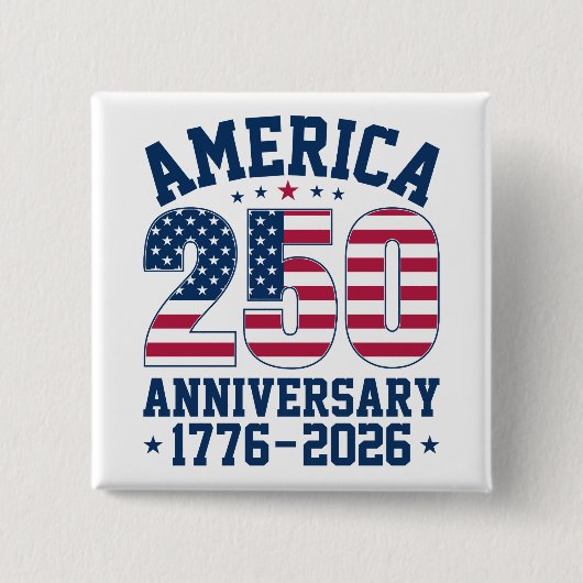 Bold Simple America 250 Anniversary Red and Blue 缶バッジ (正面)