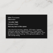 Bold Simple Electrician Business Cards 名刺 (裏面)