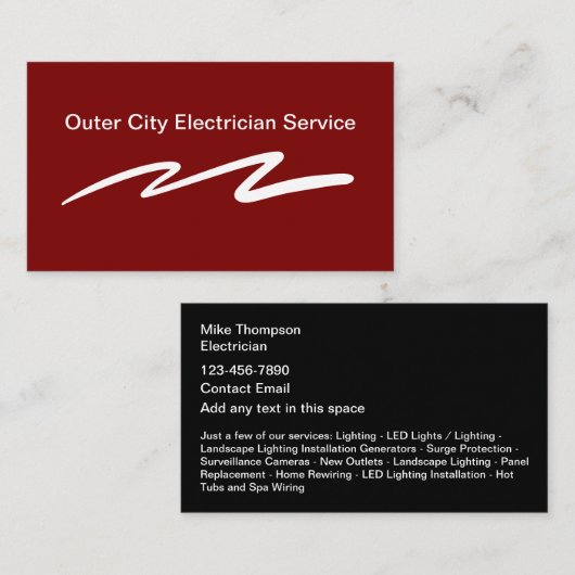 Bold Simple Electrician Business Cards 名刺 (正面/裏面)