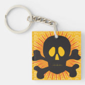 Bold Skull and Crossbones with Orange Burst キーホルダー (正面)