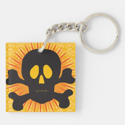 Bold Skull and Crossbones with Orange Burst キーホルダー (裏面)