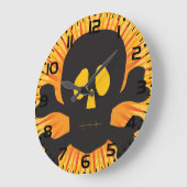 Bold Skull and Crossbones with Orange Burst ラージ壁時計 (傾斜)