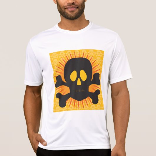 Bold Skull and Crossbones with Orange Burst Tシャツ (正面)