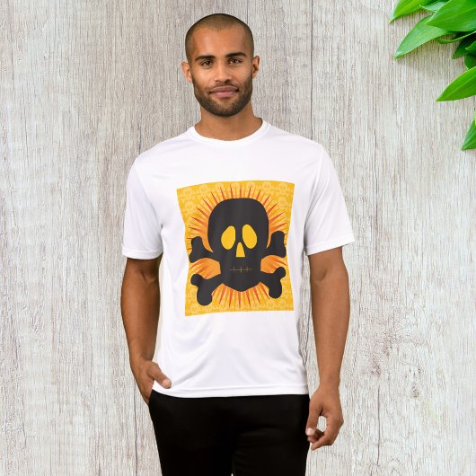 Bold Skull and Crossbones with Orange Burst Tシャツ