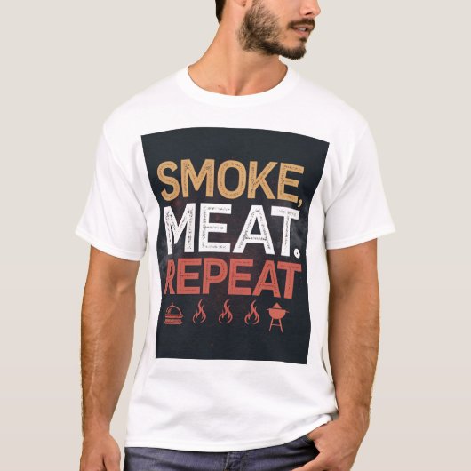 Bold Smoke Meat Repeat Typography Tshirt Tシャツ (正面)