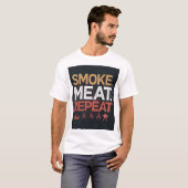 Bold Smoke Meat Repeat Typography Tshirt Tシャツ (正面フル)