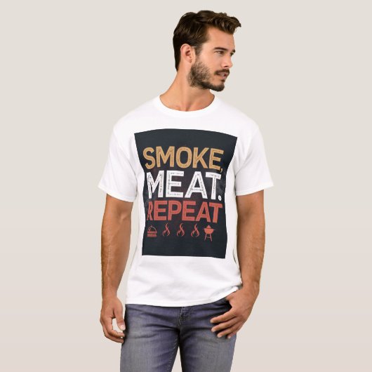 Bold Smoke Meat Repeat Typography Tshirt Tシャツ (正面フル)