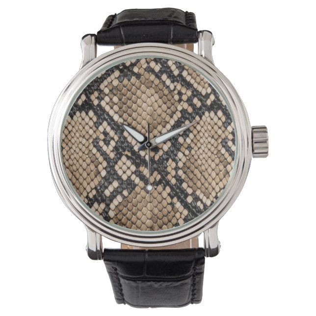 Bold Snakeskin Animal Print Pattern 腕時計 (正面)