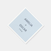 Bold Soft Blue Modern Wedding Names Date Custom スタンダードカクテルナプキン (角)