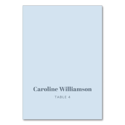 Bold Soft Blue Typography Custom Table Place Card テーブルナンバー (正面)