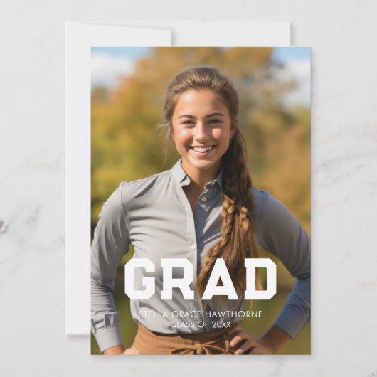 Bold Sport Athlete Photo Grad 案内状 (正面)