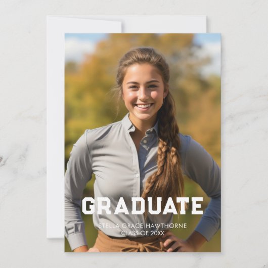 Bold Sports Athlete Photo Graduation 案内状 (正面)